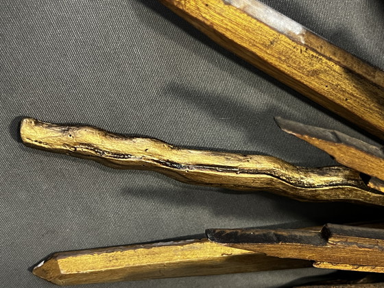 Image 1 of Espejo de sol de madera de doble cara con espejo convexo y lámpara, años 60. Montado en la pared.