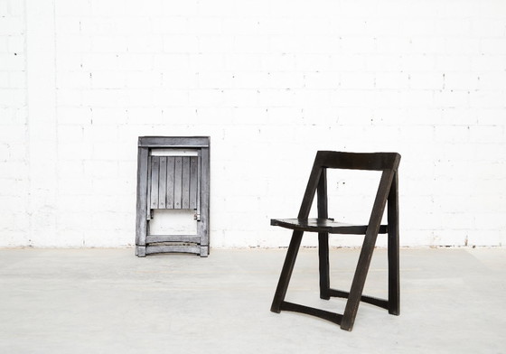 Chaise pliante Aldo Jacober Trieste pour Alberto Bazzani - Lot de 4, Chaises pliantes, Bois, Noir, Vintage (photo 2 sur 12)