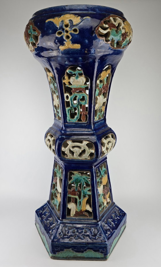 Image 1 of Columna china shiwan, antigüedades chinas, mesa auxiliar