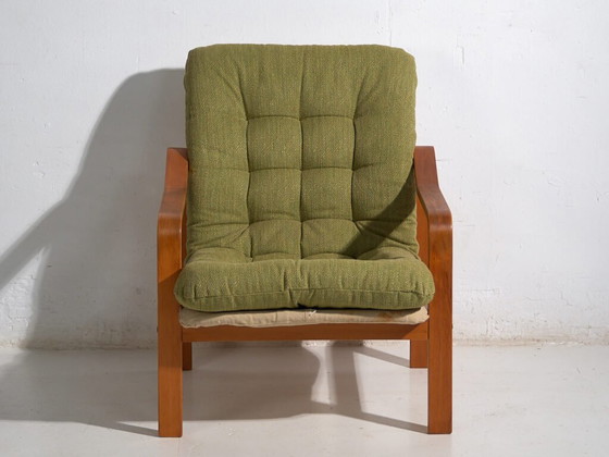 Olive green vintage armchair (c.1950) #80 – Canvas, Scandinavian (photo 26 of 40)