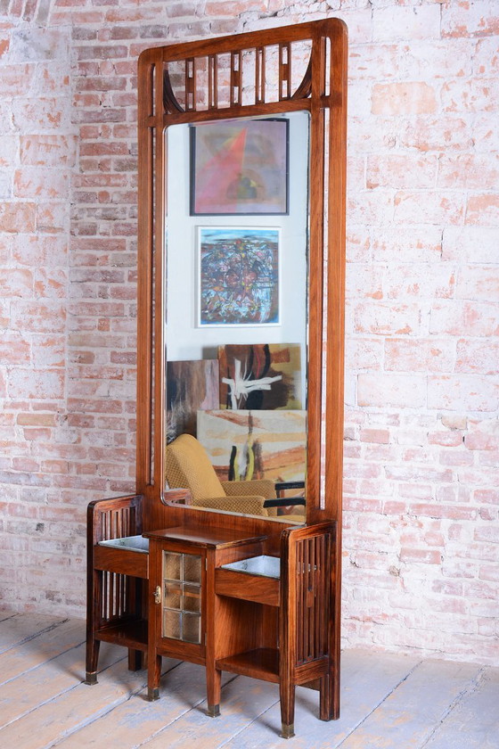 Specchio da toeletta Art Déco restaurato, di J.F.M. Hoffmann, Palissandro, Ceco, anni '10 (foto 14 di 15)