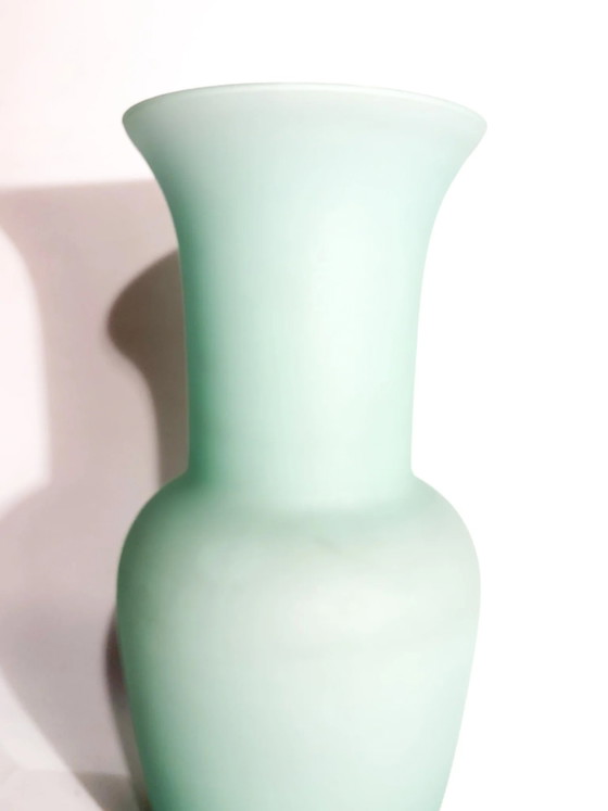 1980s Opalescent Aqua Green Cased Murano Glass Vase (photo 6 of 7)