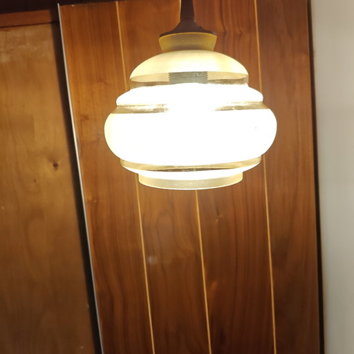Vintage-Hängeleuchte aus mattiertem Glas | Neu verkabelt