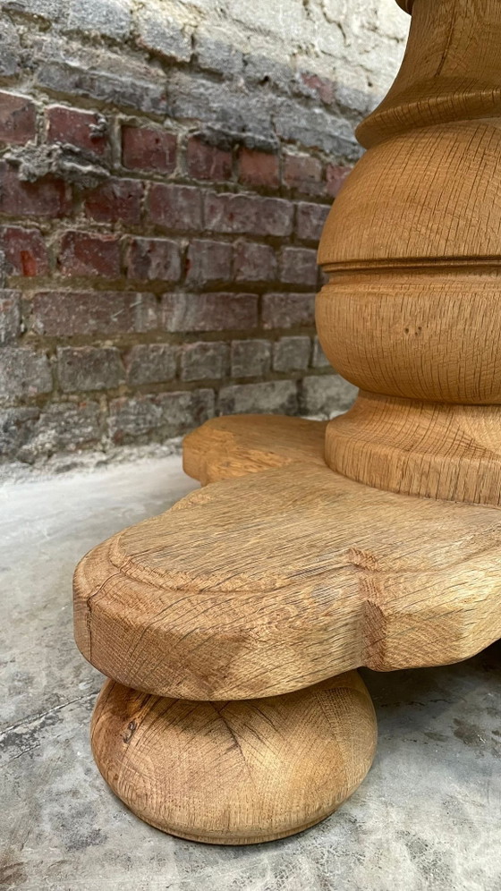 Image 1 of Solid oval monastery table of bleached oak with turned legs