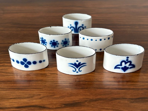 Vintage Delfter blau emaillierte Heder-Serviettenringe von IKEA