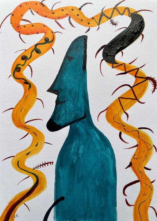 Encre Sur Papier Teinté. Format 30x21cm.