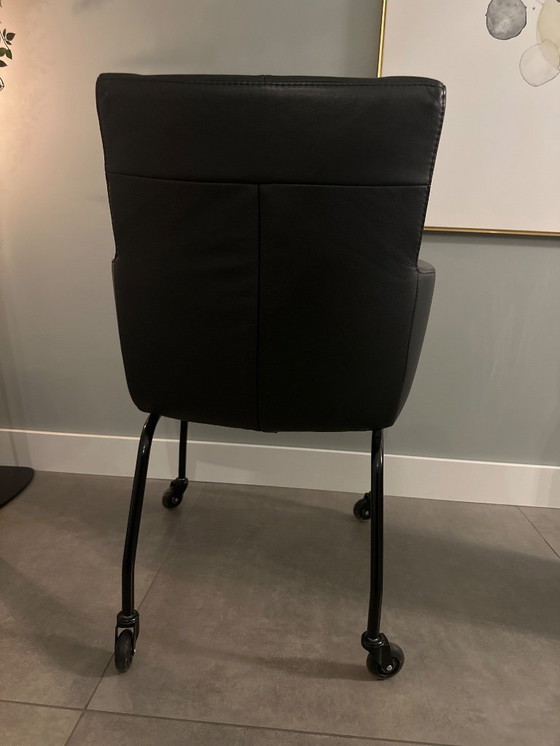 Image 1 of Sedia da pranzo in pelle nera 4 pezzi