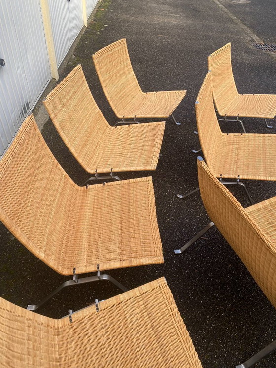 Image 1 of Set di 8 poltrone Pk22 di Poul Kjaerholm, firmate Fritz Hansen