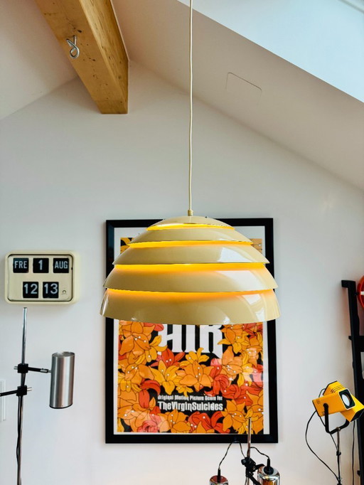 Hans-Agne Jakobsson T 325/450 Plafonnier | Suspension « Ruche » en aluminium | Markaryd Suède | Design scandinave vintage |