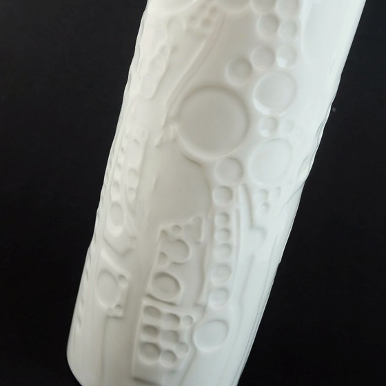 Image 1 of grande vaso in porcellana di gerold-porzellan bavaria decorazione astratta a rilievo anni 1960/1970 modello n. 7840/2