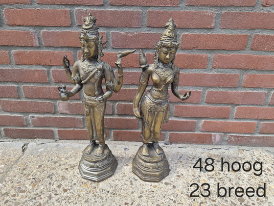 Image 1 of Bronslook metalen Aziatische beelden 