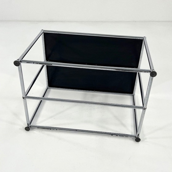 Image 1 of Console basse/table d'appoint noire par F. Haller & P. ​​Schärer pour USM Haller, années 1980