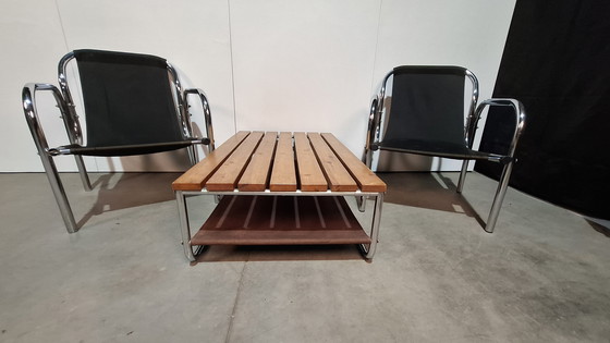 Image 1 of Chrome tubular frame armchairs