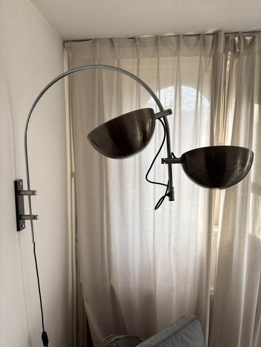 Lampe arc vintage style rétro années 70 en acier inoxydable
