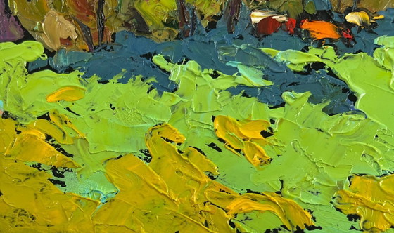 Image 1 of Original Oil Painting Summer Trees Landscape Where the field meets the forest