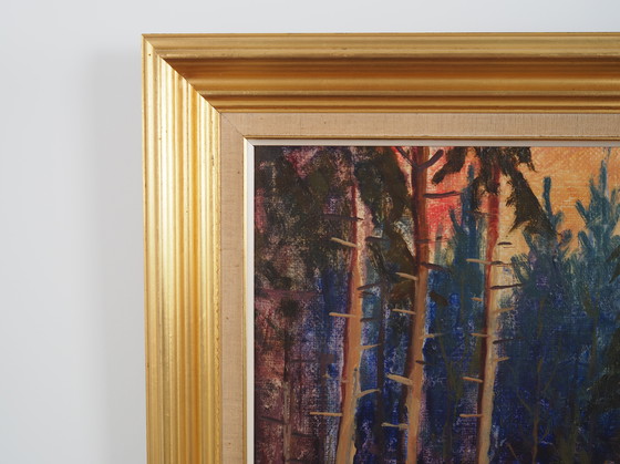 Image 1 of Tableau "La forêt d'automne", design scandinave, années 1960