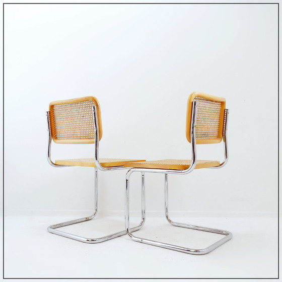 Image 1 of Pair of vintage Cesca chairs in light wood - Italy 1990s