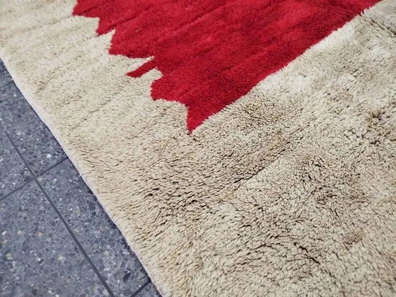 Tappeto berbero marocchino 300 × 200 cm – ecru, rosso e marrone, motivo grafico – Tappeti, Lana, Cotone (photo 5 of 10)