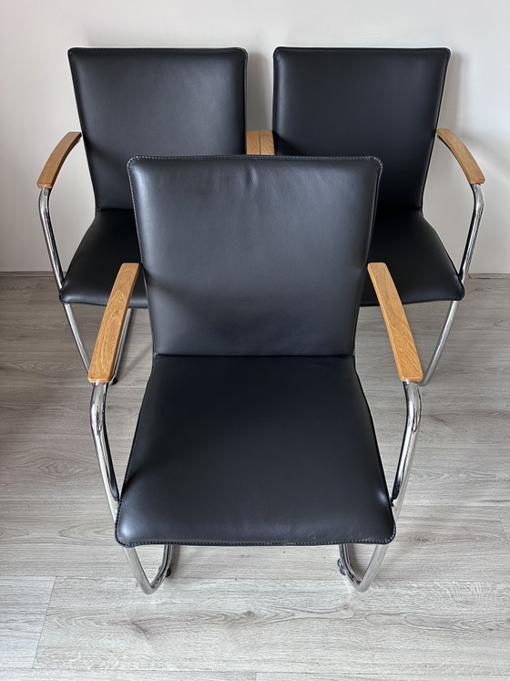 4x Leolux Freyr Design Dining chairs – Chrome, Wood, Modern (photo 10 of 12)