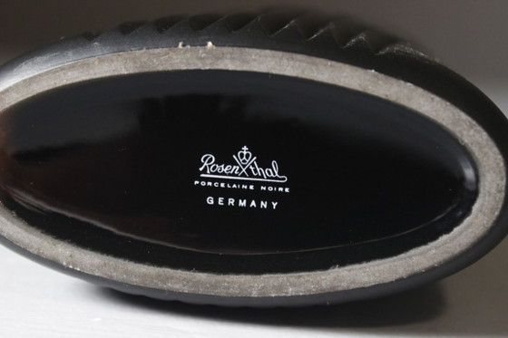 Claus Joseph Riedel & Rosenthal - Black Biscuit Porcelain Vase Op Art 1970s (photo 6 of 6)
