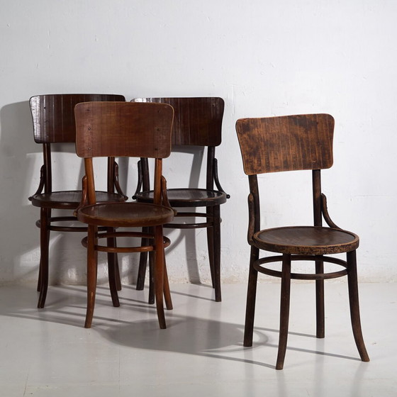 Sedie da pranzo antiche in legno curvato (c.1920). Set di 4 pezzi #6 (photo 4 of 27)
