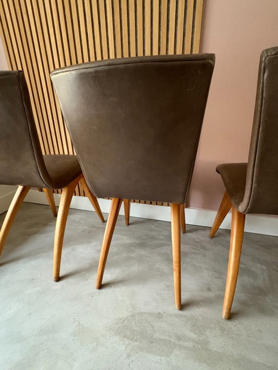 Set Van 4 G. Van Os Culemborg Dining Chairs – Eetkamerstoelen, Wood, Leather (photo 10 of 15)