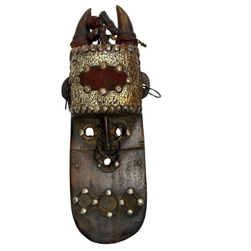 31 cm Masque Marka Ancien en Bois Laiton | Art Mural Exclusif | 500g
