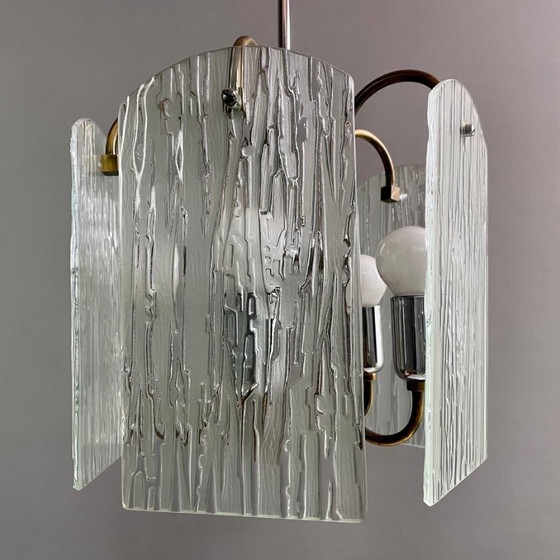 Image 1 of Lampada a sospensione a cinque luci in ottone/cromo di metà secolo moderno del 1960