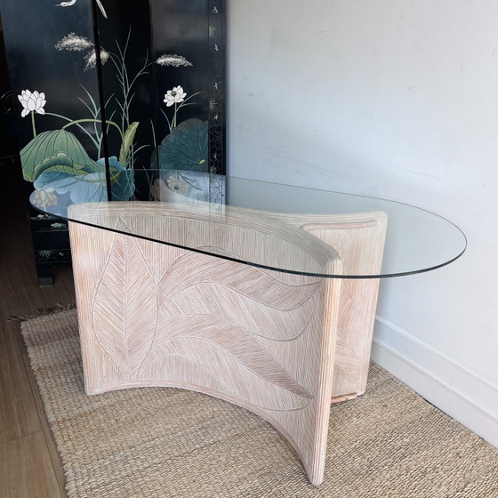 Image 1 of Rotan Tafel Sidetable Bureau Italiaans Design Vivai del Sud