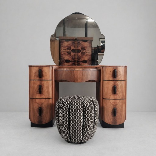 Dressing Table with pouf by Jindrich Halabala for Up Závody, 1940s