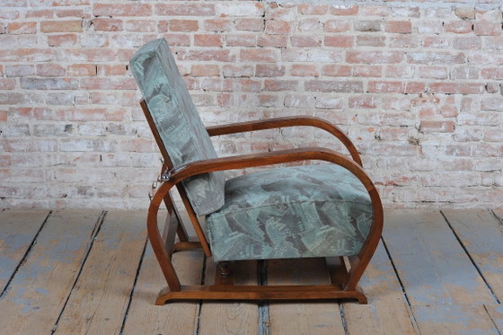 Fauteuil inclinable Art Déco restauré, noyer, chrome, repoli, République tchèque, années 1930 – Textile, Wood (photo 2 of 19)