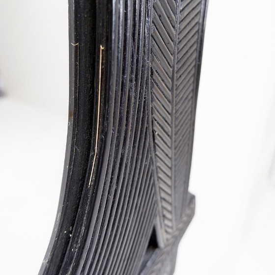 Image 1 of Grand miroir mural Vivai del Sud en bambou laqué noir - Années 1970