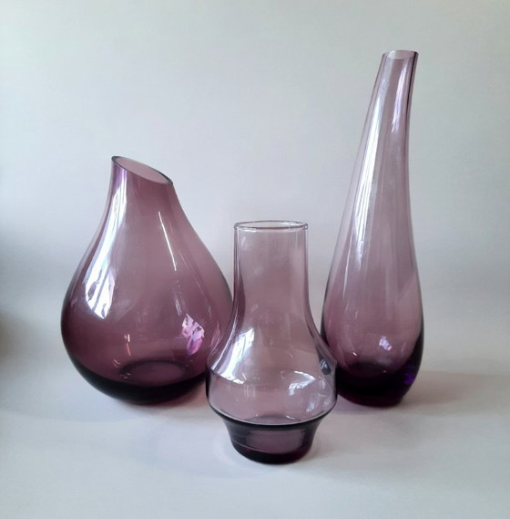 Image 1 of Ensemble de 3 vases design violets – 25 / 18 / 13 cm