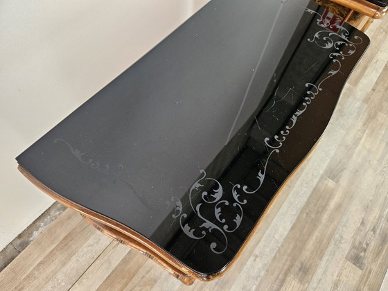 Image 1 of Comodini Chippendale anni '50 con vetro nero