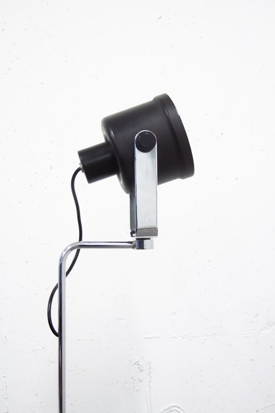 Image 1 of Lampadaire spot P433 en chrome noir italien des années 70, conçu par Brusasco & Torretta pour LUCI
