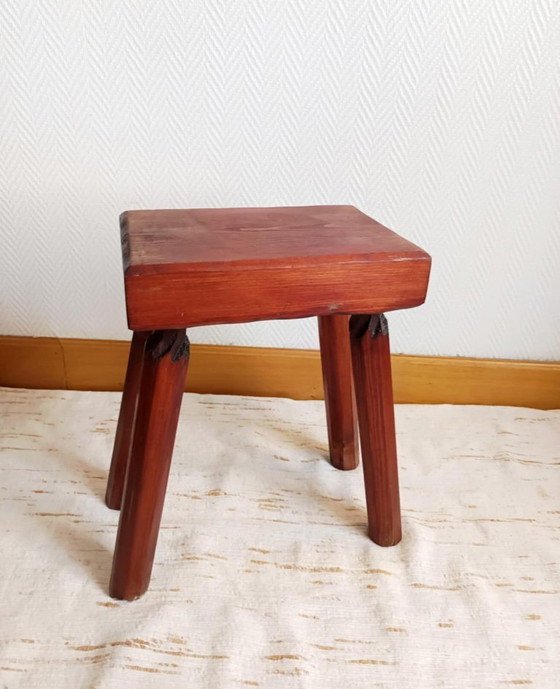 Image 1 of Vintage wooden brutalist farmhouse stool
