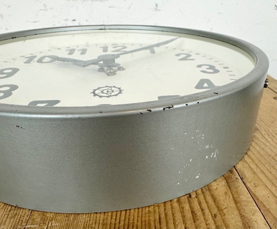 Image 1 of Grey Industrial Factory Wall Clock From Chronotechna, 1950s