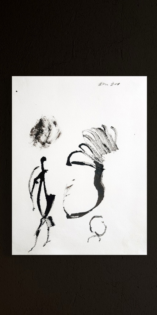 Hanna Ben Dov - Lyrical Abstraction by ink from 1960s