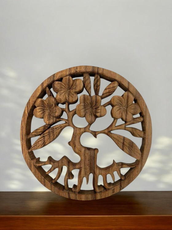 Árbol de la vida de madera hecho a mano – Decoración de pared redonda – 20 cm – Wood (photo 4 of 5)