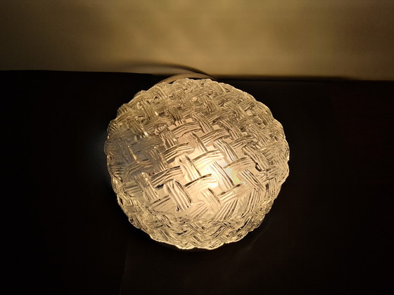 Image 1 of 3 deutsche RZB-Lampen mit klarem Glasschirm im Flechtmuster j 90