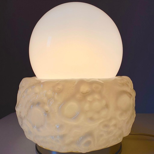 1x Space Age Murano Table Lamp "Osso" Model, Italy 1970