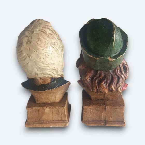 Image 1 of Tijl en Nele Uilenspiegel – Boekensteunen (2) – Arbopanda – Made in Belgium – ca. 1960–1970