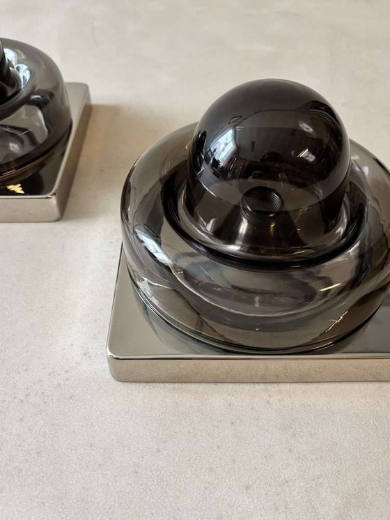 Image 1 of Lampade da parete in vetro fumé Cosack anni '70