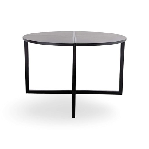 Mesa de comedor vintage de diseño redonda de 4 piezas negra de los años 80 divisible