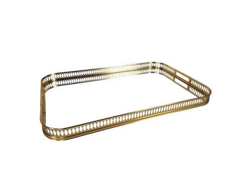 Hollywood Regency tray - brass - glass - Italy - 3rd quarter 20th century