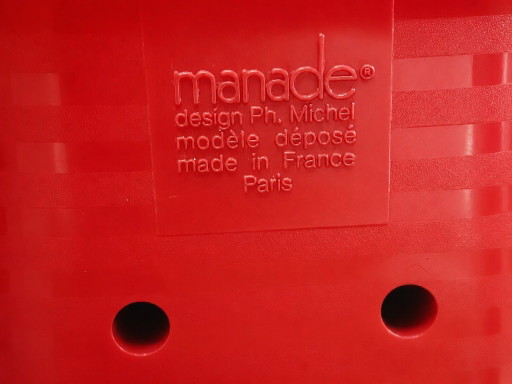 Vintage Manade Floor Lamp Design Ph. Michel – Made in France 1980s, Adjustable Red Lamp