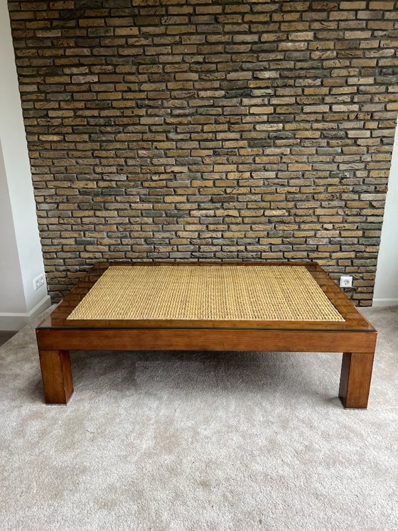 Image 1 of Vintage Ralph Lauren Home coffee table with woven wooden top