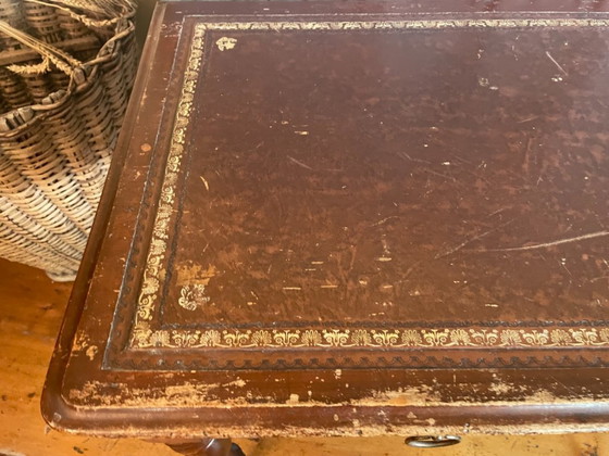 Image 1 of 19th Century Desk Worktable Leather And Inlaid With Gold Leaf
