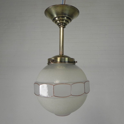 Art Deco pendant lamp with 12 angled glass ball, 1930s