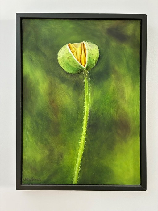 Papavero giallo di Cathy Savels – schilderijen tekeningen, Wood, Canvas (photo 2 of 6)